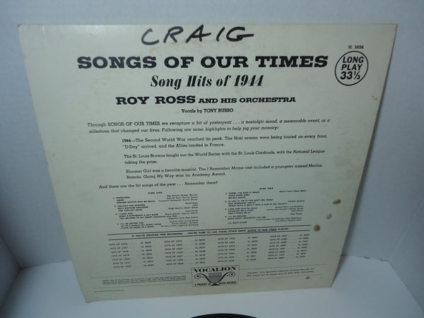 Roy Ross And His Orchestra ‎– Songs Of Our Times - Song Hits Of 1944 [Mono]